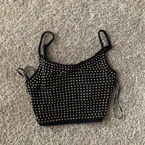 Studded Black Halter Top